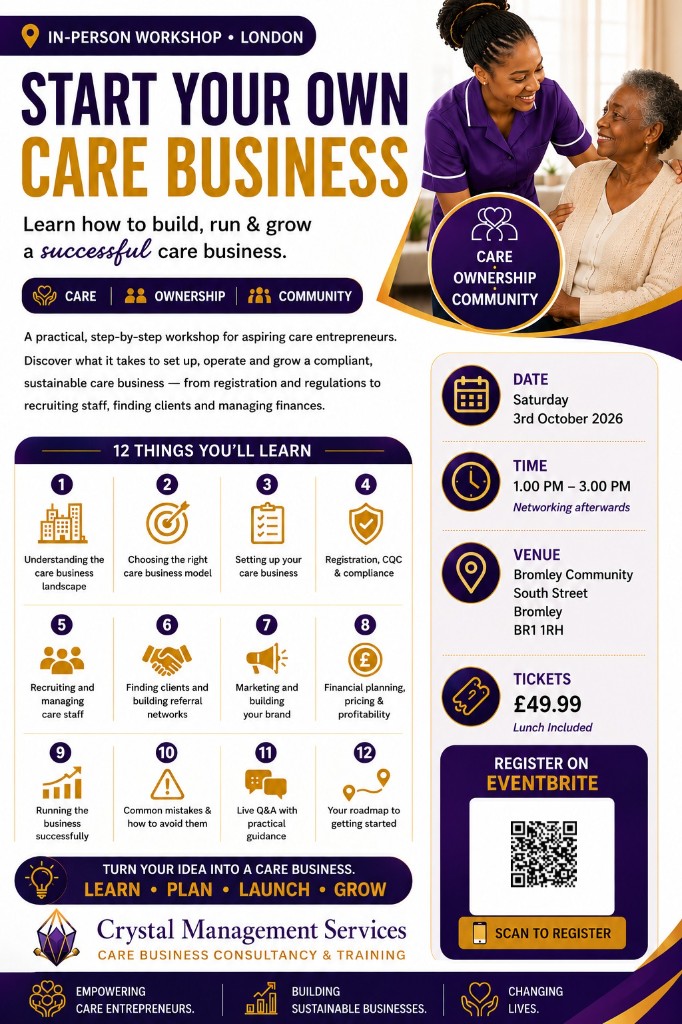 Care worker supporting an older adult — Start Your Own Care Business workshop